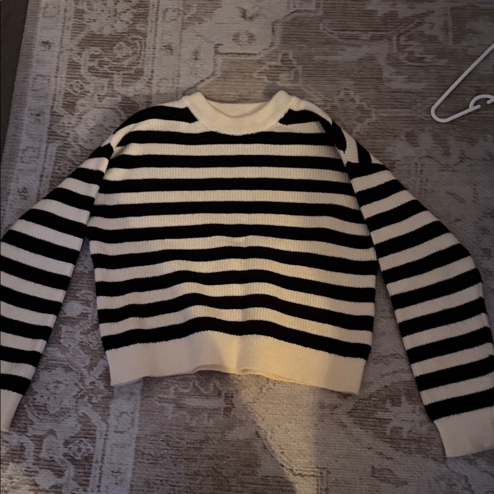 Zara Black and White Striped Kids Sweater